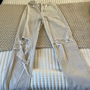 PacSun Light Tan Distressed  Women “Dad” Jeans